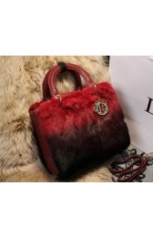 Dior Small Diorissimo Bag Cony Hair D2016 Red&Black VS09254