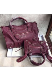 Fake Balenciaga Classic Metallic Edge City Goat Leather Bag Dark Purple 101420 VS08342