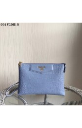 Fake Best Prada Croco Leather Clutch PD991 SkyBlue VS01281