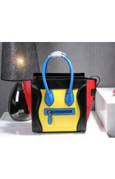Fake Celine Luggage Micro Calf Leather C107 Yellow&Black&Red VS01255