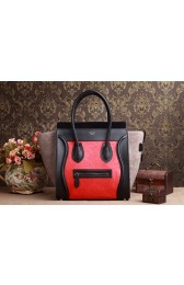 Fake Celine Mini Luggage 3308 in Red/Black Original Leather with Horse Hair VS07917