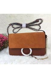 Fake Chloe Faye Small Textured-leather Shoulder Bag Tan 151090 VS00309