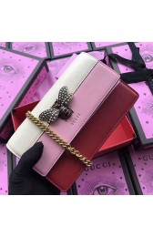 Fake Designer Gucci Queen Margaret Leather Mini Bag Pink and Red 476079 VS00407