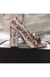 Fake Fake Gucci Flower Leather Fringe Pump White 408206 VS07655