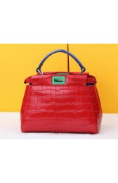 Fake Fendi mini Peekaboo Bag Croco Leather FD520885 Red VS00134