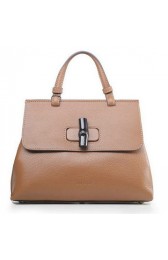 Fake Gucci Bamboo Daily Leather Top Handle Bag 370830 Apricot VS01528