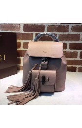Fake Gucci Bamboo Leather Backpack Pink 387149 VS07243