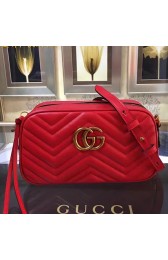 Fake Gucci GG Marmont Matelasse Shoulder Bag Red Original Leather 447632 VS03186