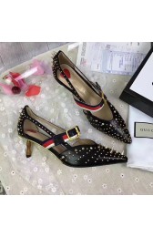 Fake Gucci Metallic Studded Pump Black 452145 VS03057