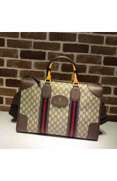 Fake Gucci Soft GG Supreme Duffle Bag with Web Brown 459311 VS06626
