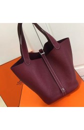 Fake Hermes Picotin Lock 22 Tote Bag Togo Leather Burgundy HP1112 VS02786