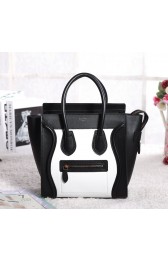 Fake Hot Celine Mini Luggage 3308 in White with Black Original Leather VS08320