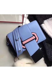 Fake Luxury Prada Plex Ribbon Calf Leather Bag Blue & Black 1BD068 VS09456