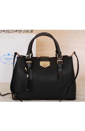 Fake Prada Grainy Leather Tote Bag BN2566 Black VS06300