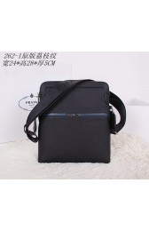Fake Prada Original Grainy Leather Messenger Bag P2621 Black VS04832