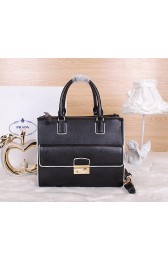 Fake Prada Original Grainy Leather Tote Bag BN9055 Black VS06741