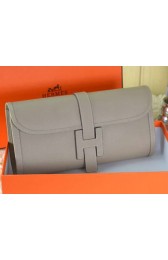 Fake Replica Hermes Jige Clutch Bag Calfskin Leather Grey VS05494
