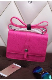 Fake Replica Hermes Ostrich Leather Flap Shoulder Bag H8075 Rose VS02099