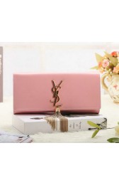 Fake Saint Laurent Classic Monogramme Tassel Patent Clutch Y5485 Pink VS09658