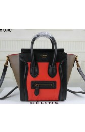 Fake Top Celine Luggage Nano Bag Original Leather C3308S Red&Black&Khaki VS04737