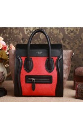 Fashion Celine Luggage Nano Boston Bag Horse Hair 3309 Red&Black VS08211