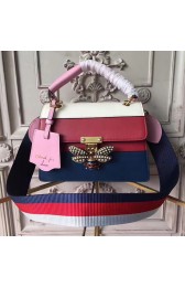 Fashion Fake Gucci Queen Margaret Leather Top Handle Bag Red and Blue 476541 VS03449