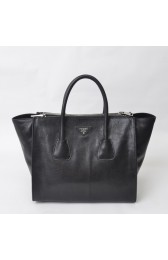 Fashion Fake Prada Glace Calf Twin Pocket Tote Bag BN2619 in Black Original Calfskin Leather XZ VS04763