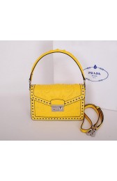 Fashion Fake Prada Saffiano Caflskin Leather Flap Bag BN924E Yellow VS09290