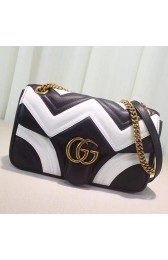 Fashion Gucci GG Marmont Matelasse Shoulder Bag Black and White 443497 VS06571