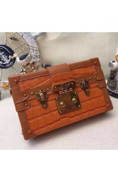 Fashion Louis Vuitton Crocodile Brillant Petite Malle N91994 Brown VS00442