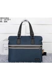 Fashion Prada Fabric & Leather Briefcase P85493 Blue VS07015