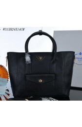 Fashion Prada Litchi Leather Tote Bag PBN2650 Black VS04799