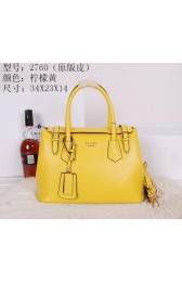 Fashion Prada Original Leather Tote Bag BR2760 Yellow VS00155