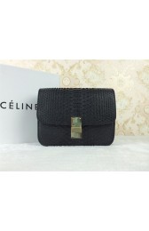 Fashion Replica Celine Classic Box Small Flap Bag Snake Leather 11042 Black VS00605