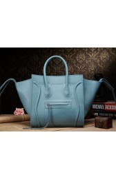 Fashion Replica Celine Luggage Phantom Square Tote Bag 3341 in Light Blue Original Import Palm Skin Leather VS08917