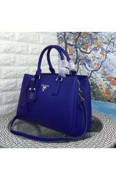 Fashion Replica Prada Litchi Leather Double Tote Bag Blue BN2970 VS06442