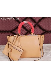 Fendi 2Jours Shoulder Bag Calfskin Leather F2352 Apricot VS02974