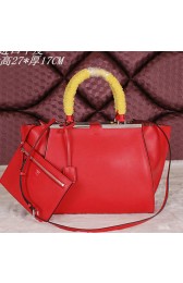 Fendi 2Jours Shoulder Bag Calfskin Leather F2352 Red VS02219