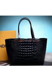 Fendi 2Jours Shoulder Bag Calfskin Leather F6640 Black VS00350