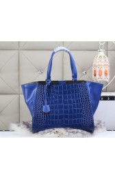 Fendi 2Jours Tote Bag Croco Leather 8BH272 Royal VS08641