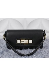 Fendi 3BAGUETTE Two-Tone Calfskin Clutch 8BR720 Black VS05997