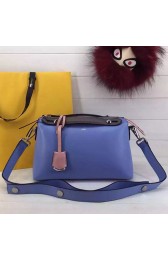 Fendi By The Way Small Boston Bag Original Leather Blue&Black FD0805 VS01084