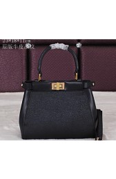 Fendi Icoic mini Peekaboo Bag Saffiano Leather FD8928S Black VS08327