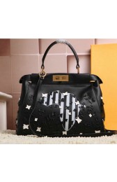 Fendi Icoic Peekaboo Bag in Calfskin Leather 8BN1169 Black VS03611
