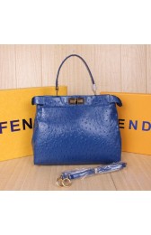 Fendi Icoic Peekaboo Bag Original Ostrich Leather F8244 Royal VS02865