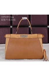 Fendi Icoic Peekaboo Bag Saffiano Leather FD8928L Apricot VS02817