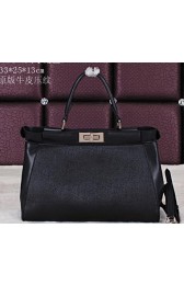 Fendi Icoic Peekaboo Bag Saffiano Leather FD8928L Black VS05438