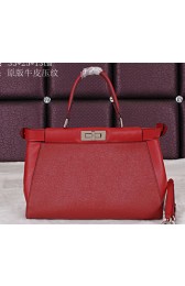 Fendi Icoic Peekaboo Bag Saffiano Leather FD8928L Burgundy VS06364