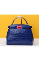 Fendi mini Peekaboo Bag Croco Leather FD520885 Blue VS03894