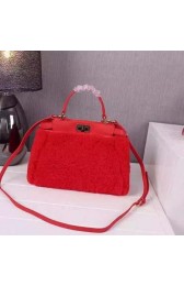 Fendi mini Peekaboo Bags Rabbit Fur FD2311 Red VS06166